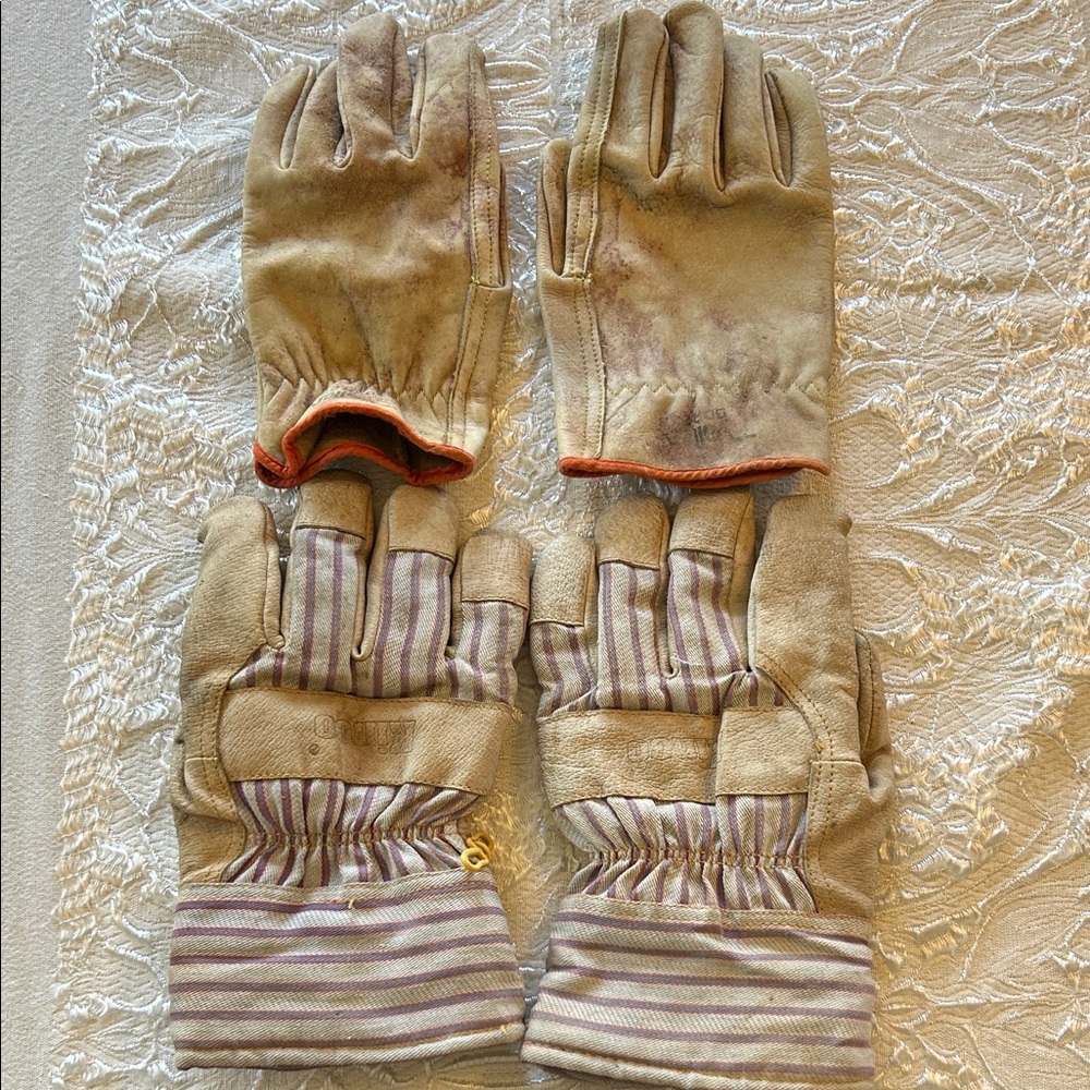 Kinco Pig Skin Leather Striped Beige Work Gloves & Vollen Leather Work Gloves
